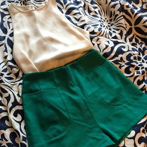 High waisted green shorts